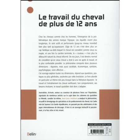 Livre "Le travail du cheval de plus de 12 ans" - Jean Louis Andreani - Belin