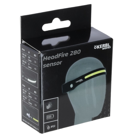 Lampe frontale à LED HeadFire 280 sensor - KERBL